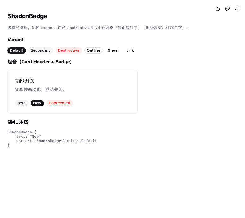 ShadcnBadge 效果展示