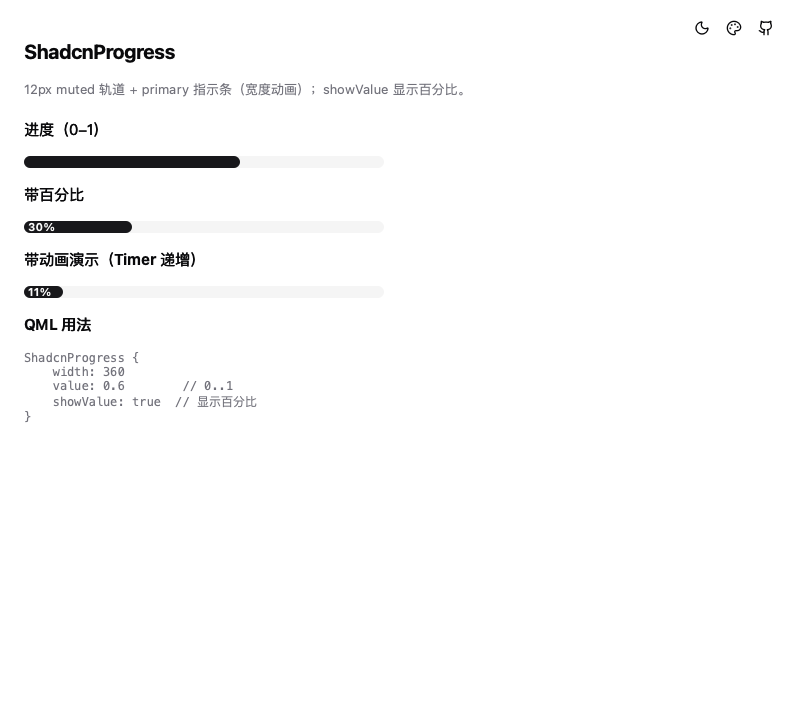 ShadcnProgress 效果展示